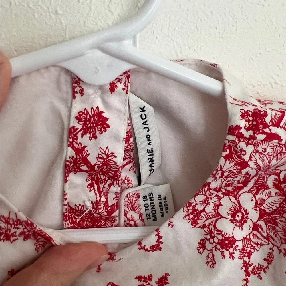 Janie and Jack Red Toile Baby Dress - Picture 2 of 6